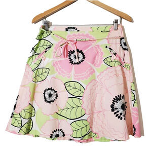 Anthropologie Elevenses‎ Womens 6 Skirt Wrap Front Floral Pink Retro Print Small